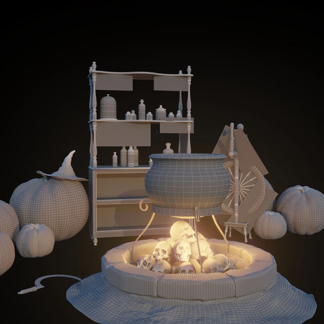 Halloween decor set (max, ue4, unity) "на конкурс" — Скачать
