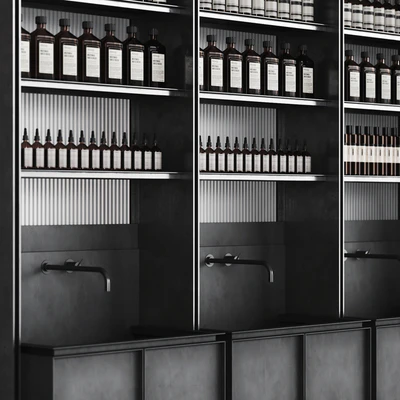 Cosmetic set glass and metal shelving — Ver 4