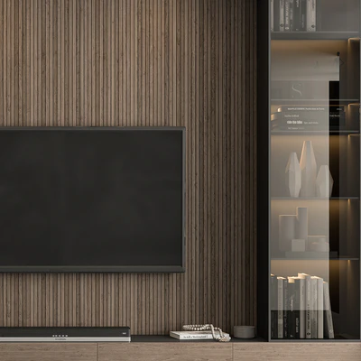 TV Wall Marble Wall and Wood - Set 41 — Ver 5