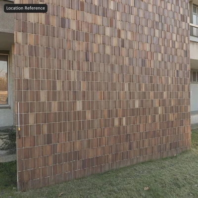 vertical stacked ceramic facade tile texture ochre brown — Ver 5