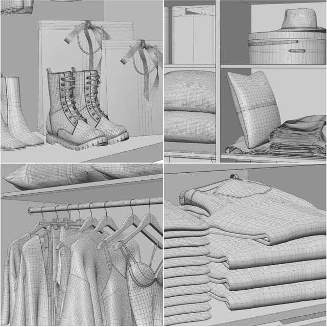 Wardrobe with filling and two front options — Descargar