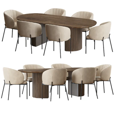 Shell Back dining chair and Moon Table — Ver 1