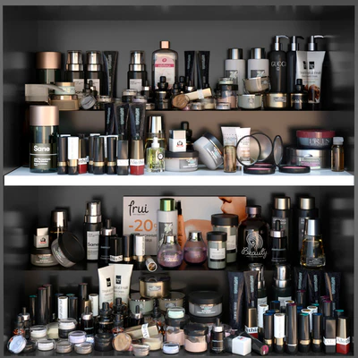 Shelf with a set of cosmetics for beauty salons, shops or dutifree. Make up — Ver 1