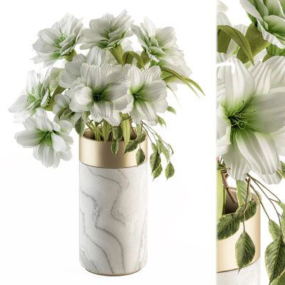Bouquet - White Flower in Stone vase 53 — Вид 1