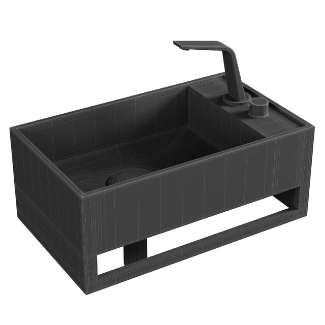 Lavabo mural PB2078 en pierre solide (Solid Surface) - 50 x 30 x 20 cm - blanc mat - avec porte-serviettes intégré — Скачать