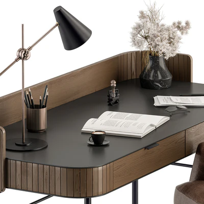 Home Office Wood and Black Table - Office Furniture 292 — Ver 4