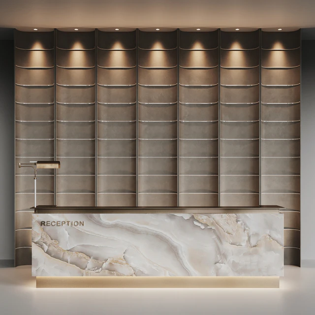 Beige marble hotel reception — Скачать