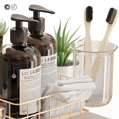 LA Bruket decor set for bathroom with flowerpots — Ver 4