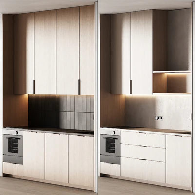 452 modern kitchen 17 mini kitchen 04 wood japandi in 2 options — Вид 6