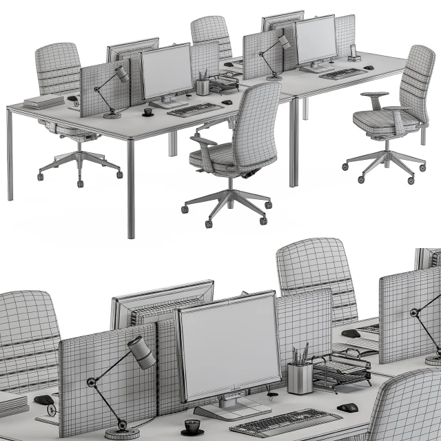 employee Desk Gray Set - Office Furniture 237 — Descargar