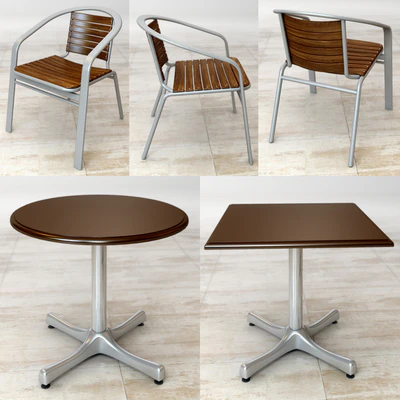Table and chears for street cafe — Ver 2