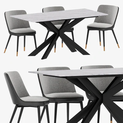 Marlene chair and Sintered x Asterisk Dining Table — Ver 1