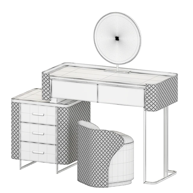 Luxury Makeup Vanity Set with LED Lighted Mirror, Side Cabinet and 5 Drawers, Modern Sintered Stone Dressing Table with Stool for Bedroom — Скачать