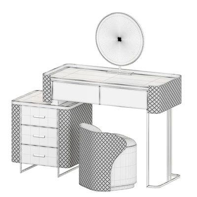 Luxury Makeup Vanity Set with LED Lighted Mirror, Side Cabinet and 5 Drawers, Modern Sintered Stone Dressing Table with Stool for Bedroom — Вид 4