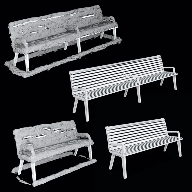 Benches Paris Adanat under the snow — Descargar