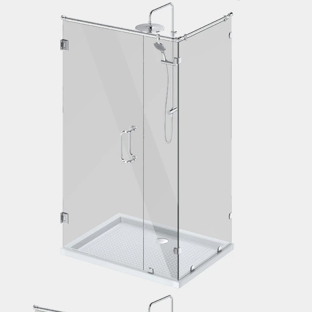 Angled glass shower cabins, designer and handle set — Descargar