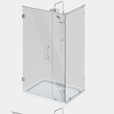 Angled glass shower cabins, designer and handle set — Ver 3