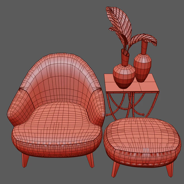 Armchair and pouf Desiree Alasia — Descargar