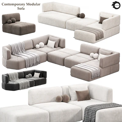 Contemporary Modular Sofa Offered in Elephant Velvet by 1stdibs — Ver 1