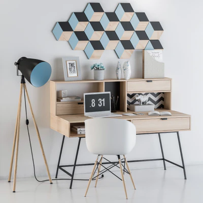 Home Office Wood Blue Set — Ver 1