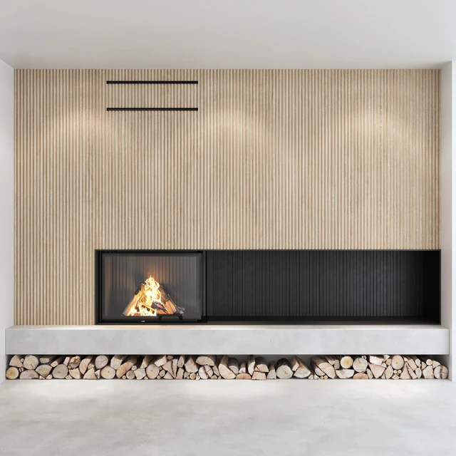 Decorative wall with fireplace set 06 — Descargar