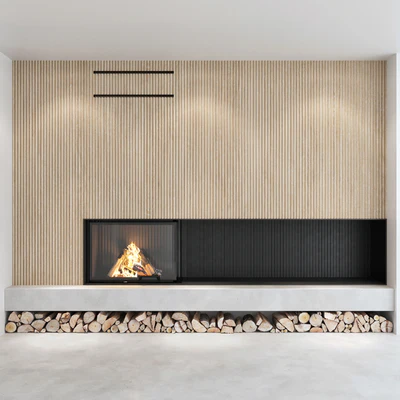 Decorative wall with fireplace set 06 — Ver 6