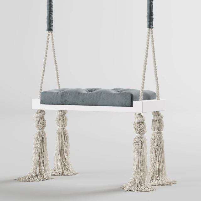 Quilted Wooden Indoor Swing rope hanging chair — Скачать