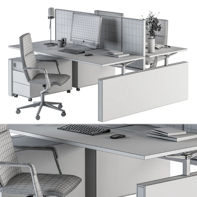Office Furniture - employee Set Cream and Black 36 — Скачать