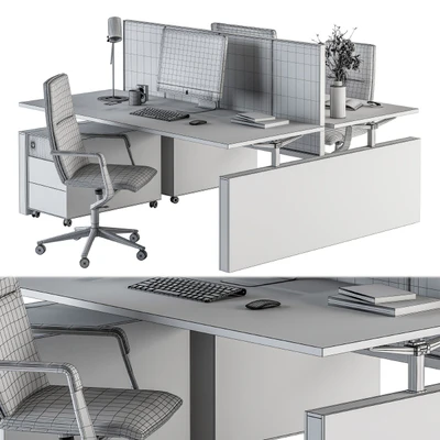 Office Furniture - employee Set Cream and Black 36 — Вид 3