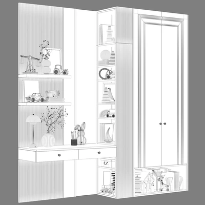 Children's modular wardrobe with desk neoclassic 22 — Ver 3