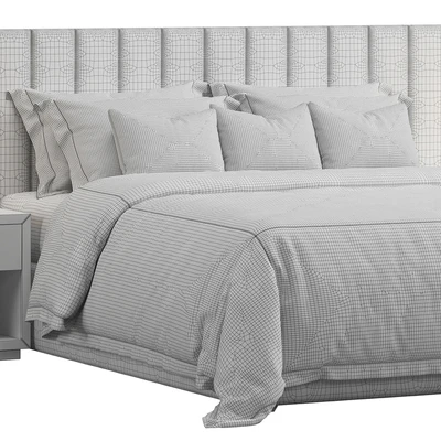 Striped Panel Headboard Bed — Ver 4