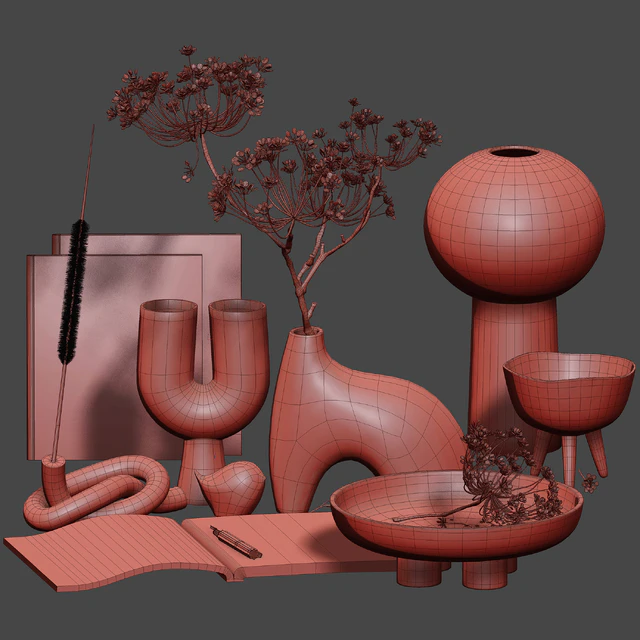 Decorative set with ceramic and heracleum 09 — Descargar
