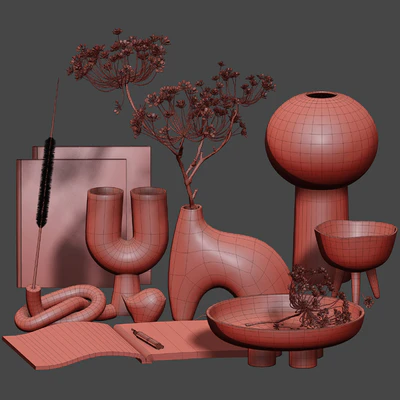 Decorative set with ceramic and heracleum 09 — Ver 3
