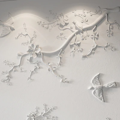 Bas-relief Branches Birds — Ver 5