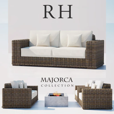 RH RATTAN SOFA SET — Ver 1