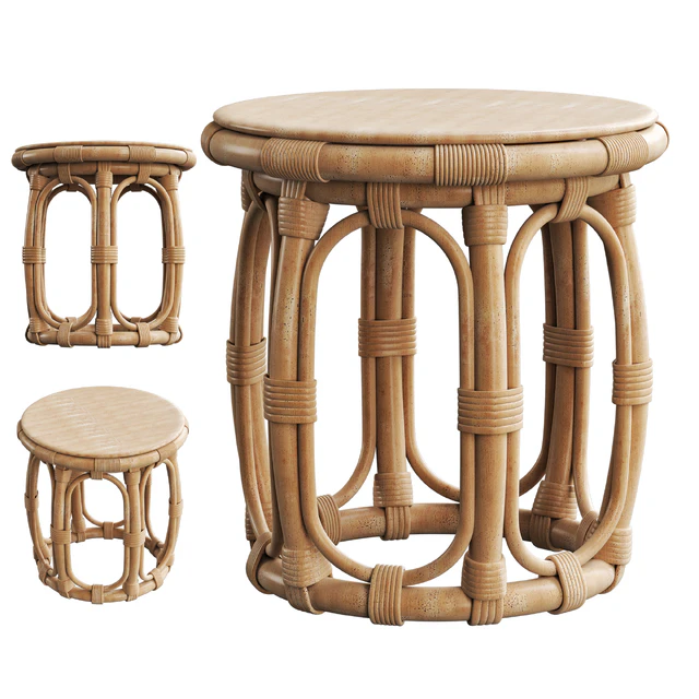 Round Natural Rattan Accent Table — Descargar