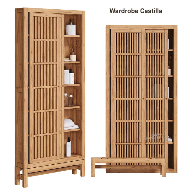Solid teak cabinet FSC Castilla AM PM — Descargar