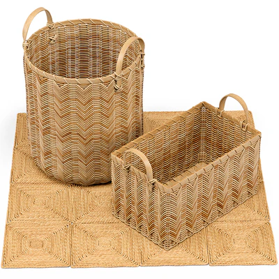 Petaluma Basket, Seagrass Squares Rug — Ver 2
