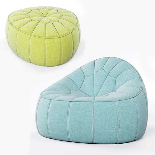 Ligne Roset Ottoman and Footstool — Скачать