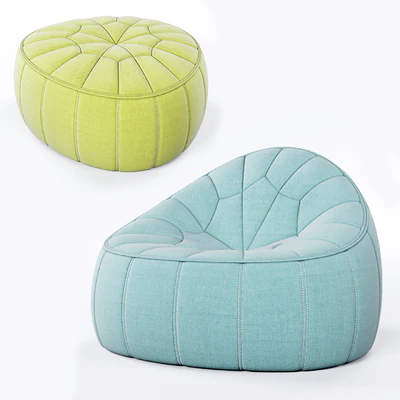 Ligne Roset Ottoman and Footstool — Вид 1