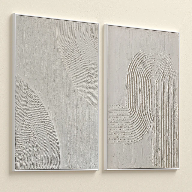 Mid-Century Beige Textural Plaster Wall Art C-454 — Descargar