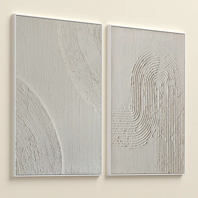 Mid-Century Beige Textural Plaster Wall Art C-454 — Ver 7