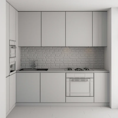 Kitchen Modern Brick Wall — Ver 2