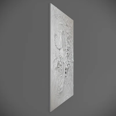 Bas-relief panel with a peacock — Ver 4