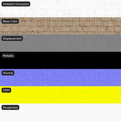 stacked split face stone block wall texture sandy — View 4