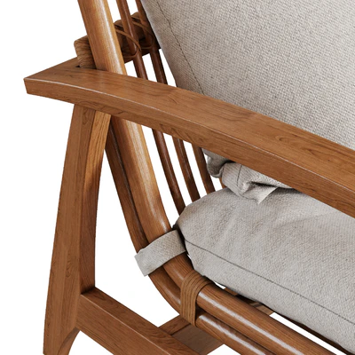CB2 - Noelie Rattan Lounge Chair with Cushion — Вид 7