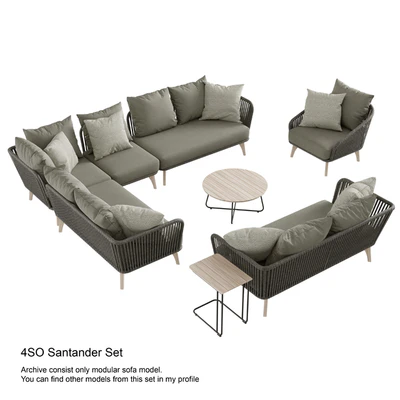 Outdoor garden wicker woven modular sofa 4so Santander — Вид 4