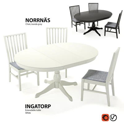 Table and chairs IKEA INGATORP — Ver 1