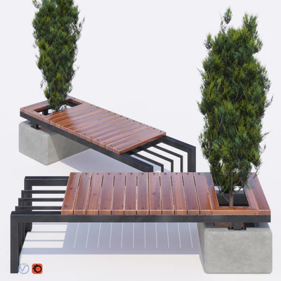 bench and thuja — View 1