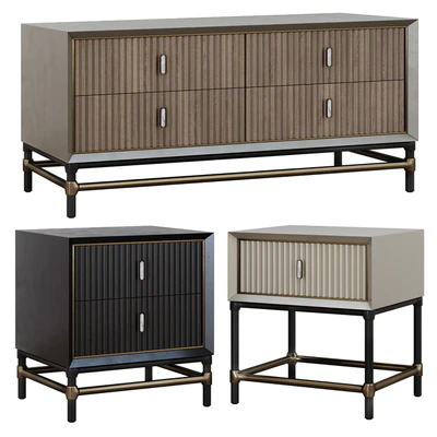 Chest of drawers and bedside tables in Art Deco style 05 — Ver 1